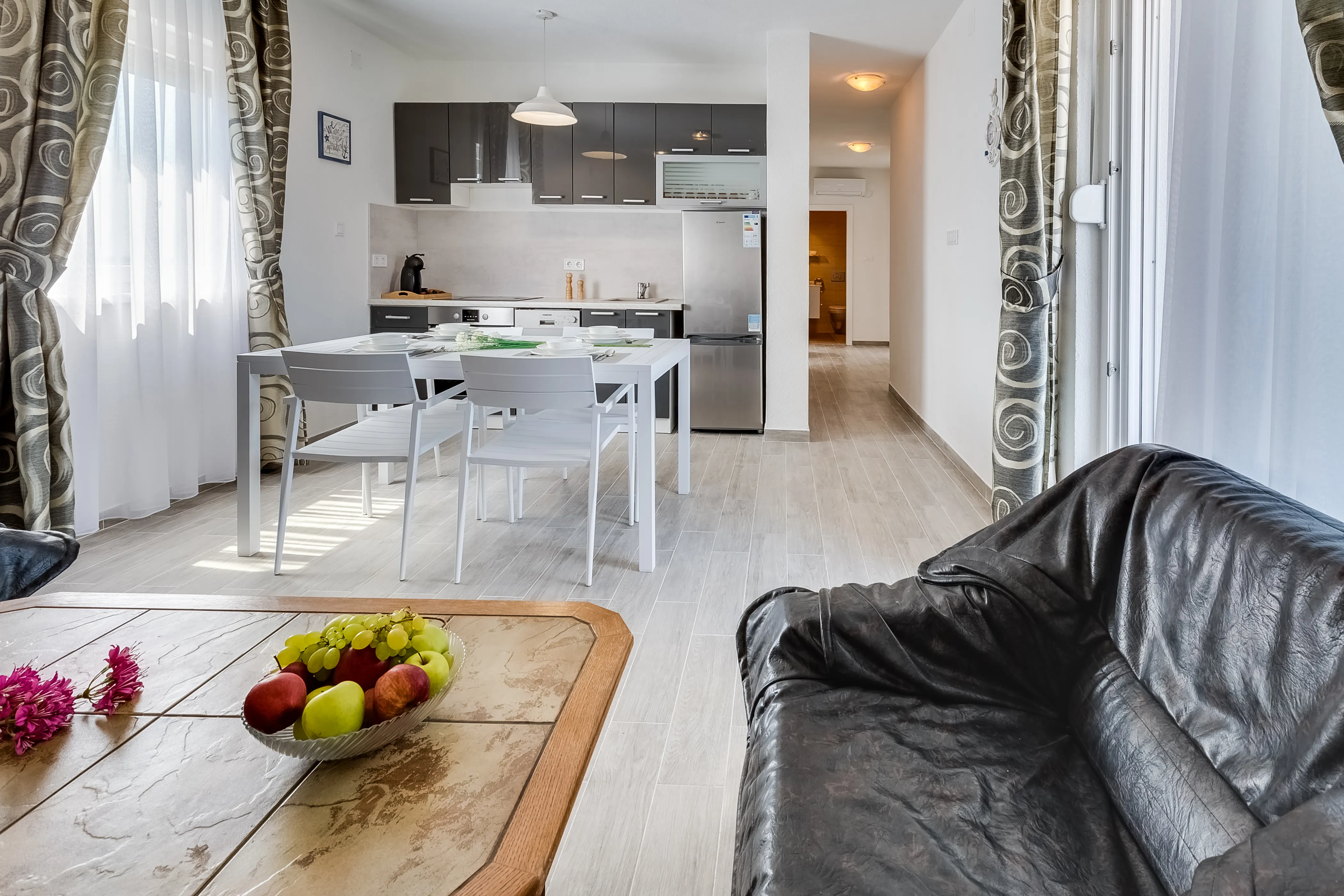 Living room of the three bedroom apartment